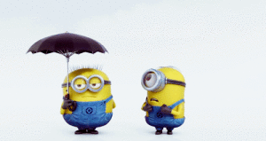 Immagine animata Minions con ombrello