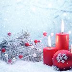 Sfondo candele di natale e neve inverno